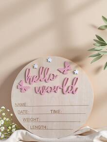 1件新生儿摄影道具“你好，世界”宝宝出生公告板，木质宝宝名字牌，宝宝纪念品，婴儿派对复活节礼物，男女通用 - 彩色 - 查看 14