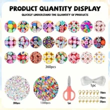 Polymer-Ton Perlenarmband Bastel-Set, Freundschaftsarmband Perlen, weiche Tonperlen für DIY Basteleien, Geschenke und Schmuckherstellung