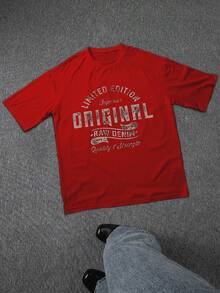 PAYEAH Original Raw Denim 100% Heavy Cotton T Shirt - Đỏ - Xem 2