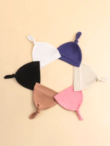 1pc Cute Pure Cotton Baby Beanie Hat, Warm & Breathable Tasseled Cap, Suitable For Newborns All Seasons - Multicolor - View 4