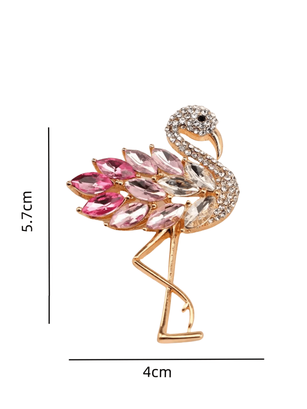 1 Pc Fashionable & Delicate French Flamingo Crystal Brooch - Multi-Color Inlaid Craftsmanship, Elegant & Sexy Accessory Suitable For Jackets, Dresses & Formal Wear