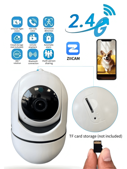 Closeli 1pc 1080P+355° Panoramic Rotating Wireless Security Camera Home, Indoor/Outdoor IP 2.4G WiFi, HD Night Vision, Remote Monitoring, Multi Sharing, Two Way Audio, Playback, Motion Detection Tracking, Pet/Baby Monitor view 10