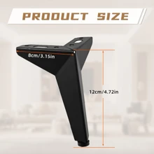 4 Confezioni di gambe per mobili in stile moderno, alte 12 cm / 4,72 pollici, adatte per l' assemblaggio fai-da-te o la sostituzione di comodini e altri mobili - in materiale metallico