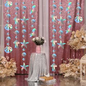 4m Ocean Theme Hanging Banner, Featuring Jellyfish, Mermaid, Starfish, Shell Elements. Suitable For Party Background Decoration, House Decoration. Suitable For Graduation Season, Father's Day, Mother's Day, Birthday Party, Theme Party, Summer Party, Bedroom Decoration, Birthday