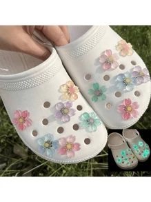 1pc Random Glow-In-The-Dark Cherry Blossom Shoe Charm, Decorative Clog/Sandal Accessory That Glows In The Dark