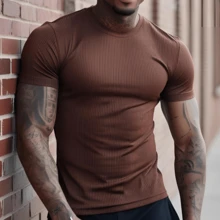 American Style Slim Fit Textured Ribana Premium T-Shirt - Rỉ Nâu - Xem 5