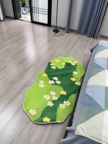 1 件优质天鹅绒仿羊皮花卉地毯，柔软易打理的苔藓花地毯，适用于客厅、沙发、卧室、家居装饰、节日装饰 - 綠色 - 查看 15