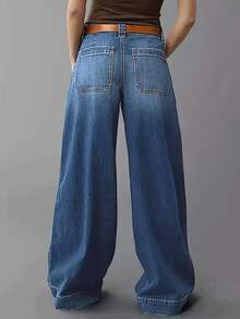 New Fashion Women Loose Straight Stretch Denim Jeans - Medium Wash - View 5