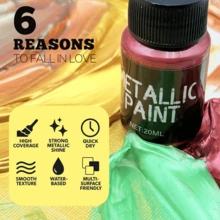 12-Color Metallic Acrylic Paint Set With 2 Brushes 20ml Tubes, Vibrant Pigments For Multi-Surface Use,For School Supplies,Back To School