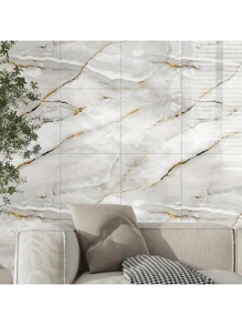 11/22/30 Pieces Of Marble Texture Self-Adhesive Waterproof Wall Tiles, PVC Peeling And Wallpaper And Aluminum Foil Backing, Used For Wall Covering And Thermal Insulation, Easy To Install And Disassemble, Matching Texture Wall Decoration Wall Paper Wall Stickers Room Decor Kitchen Bedroom Living Room Decor