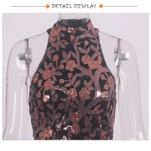 TOUCHGTINDAS  Elegant Flowers Sleeveless O Neck Evening Prom Dress Bodycon Sequin Mermaid Long Lining Party Gown Floor Length Dresses