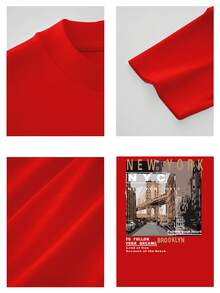 Men's Thick Cotton T-Shirt, Casual Urban Style, Brooklyn, New York View, High Quality Clothing, PAYEAH Brand - 紅色 - 查看 4