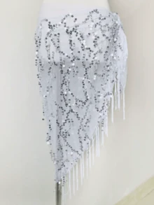 1 件装女士肚皮舞腰链，初学者硬币流苏腰巾，闪亮腰带，腰带