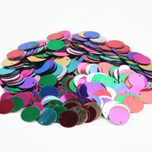 15 mm okrągłe cekiny 20 g, około 210 szt. Luźne cekiny z otworem bocznym 1,5 cm AB, mieszane kolory, używane do wyrobu biżuterii, szycia, majsterkowania, rzemiosła odzieżowego, dekoracji sukni ślubnych, materiałów robionych ręcznie.