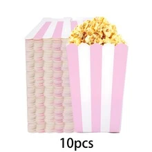 10pcs/20pcs/50pcs Pink Popcorn Box Small Pink And White Striped Paper Popcorn Bag Paper Cup Candy Container For Birthday Wedding Bridal Shower Gender Reveal Party Favors - Pink - View 6