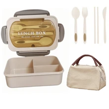 1200ml (40.58oz) Adult Bento Box With Lunch Bag, 3-Compartment Leak-Proof Microwave-Friendly Lunch Container With Utensils