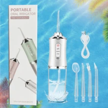 1pc Multi-Color (Green/White/Pink/Black) Cordless Portable 800ml Water Tank Water Flosser, Water Dental Cleaner With 4 Interchangeable Nozzles For Teeth Cleaning, USB Rechargeable, 3 Cleaning Modes, Strong Water Pressure, Large Water Tank, One-Button Start, IPX7 Waterproof, Automatic Handheld Oral Irrigator, Teeth Cleaner, Comprehensive Cleaning, Protect Family Dental Health, Perfect Gift For Father's Day, Christmas, Birthday, Valentine's Day And New Year
