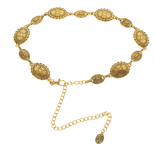 Free Size Western Metal Concho Belt For Women Cowgirl Chain Belts For Dresses Jeans Country Concert Outfit Gold Silver Color - Rượu sâm banh - Xem 3