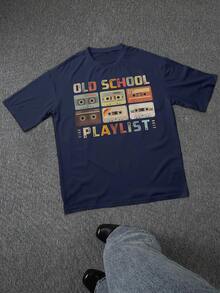 PAYEAH Cassette Tape Music 80s Retro Old School Playlist 100% Heavy Cotton Tshirt - 藍色 - 查看 3