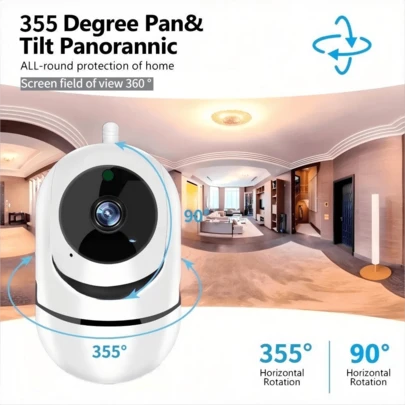 closeli 1 件 1080P+355° 全景旋转无线安全摄像头，适用于家庭，室内/室外 IP 摄像头，带 2.4G WiFi、高清夜视、远程监控、多用户共享、双向音频、远程回放、运动检测跟踪、宠物/婴儿监视器