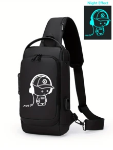 带密码锁的夜光音乐人牛津布纹理男士斜挎胸包 - 时尚摩托车斜挎包,带手机袋,拉链开合,适合通勤,摩托车包 - 防盗斜挎胸包,适合商务、休闲、运动、旅行,带可调节肩带的单肩包,多口袋腰包,适合郊游、婚礼、复活节,是送给父亲、丈夫、男朋友和老师的完美礼物。 - 彩色 - 查看 14