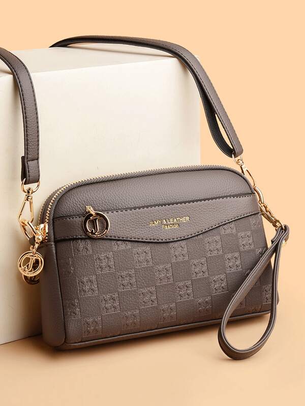 New Fashion Women's Shoulder Bag, Made Of Waterproof PU Material, Square Body Printed With Letter Texture Pattern, Adjustable Long Shoulder Strap, Retro Elegant Shoulder Bag, Can Be Used As Wallet Or Phone Pouch, Suitable For Daily Shopping, Gatherings With Friends, Holiday Gifts