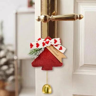 1pc Christmas Tree Hanging Decoration, Plush Bow & Bell, Christmas Atmosphere Decor Home Decor Christmas Decorations Room Decor Winter