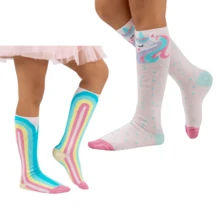 Children's Socks Kit Girls 3/4 Cotton Long Shaft Galochita Colorful Striped Feminine Fashion Thick - 查看 9