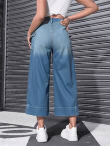 1 Liso Casual Sexy Fiesta Elegante Cremallera Bolsillo Botón Pierna recta Diario Vacaciones Deportes y fitness Concierto de música country fiesta del té viaje Formal y de noche regreso a casa otoño Pierna recta - Azul lavado oscuro - Ver 4