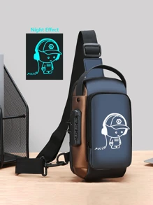 带密码锁的夜光音乐人牛津布纹理男士斜挎胸包 - 时尚摩托车斜挎包,带手机袋,拉链开合,适合通勤,摩托车包 - 防盗斜挎胸包,适合商务、休闲、运动、旅行,带可调节肩带的单肩包,多口袋腰包,适合郊游、婚礼、复活节,是送给父亲、丈夫、男朋友和老师的完美礼物。 - 彩色 - 查看 19