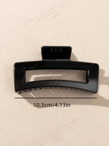 1 Stück minimalistischer glänzend schwarzer quadratischer Haarklammer, elegante große quadratische Haarspange, Haraccessoire, elegante Klammern, Schulsachen, College