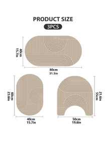 1/3 Pcs Bathroom Set, Silicone Anti-Slip Mats, Minimalist Linear Design, U-Shaped Toilet Lid Cover & Bath Mats, 2.5mm Thick Entryway Decor Bathroom Kitchen Decor Kitchen Rug