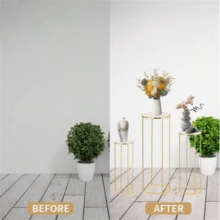 1pc Gold Metal Round Base Stand, Cylindrical Plant Holder For Party Flowers, Display Column Base, Cylindrical Tabletop Vase, Suitable For Birthday Party Backdrop Decoration, Wedding Venue Decor, Home Flower Stand - Multicolor - View 5