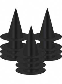 12 Stücke Halloween Kostüm Hexenhut mit Aufhängeseil für Halloween Gartendekoration, Schwarze Hexenhüte Halloween Kostüm Accessoire Dekorationen, Verdickte Aufhänge-Zauberhüte im Großpackung für Frauen mit Aufhängeseil, Schwebende Veranda Innen- und Außendekoration Partyzubehör, Outdoor Garten Dekorationen