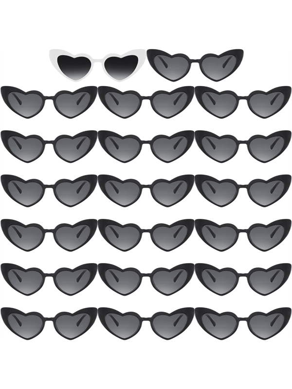20pcs Retro Heart Shaped Sunglasses, Women Single Sunglasses, Suitable For Party, Wedding, Mother's Day, Halloween Party, Accessories