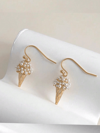 1 Pair Elegant & Fashionable Ice Cream Earrings, Suitable For Women To Wear On Any Occasions