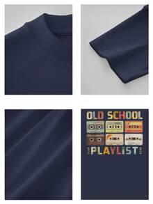 PAYEAH Cassette Tape Music 80s Retro Old School Playlist 100% Heavy Cotton Tshirt - 藍色 - 查看 5