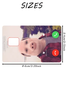1张约翰·波切利诺（John Porcellino）电话表情信用卡装饰贴纸，趣味电话界面PVC卡创意个性化超薄防指纹保护套，高品质，防刮擦，男女通用，适用于小型芯片卡、银行卡、信用卡、交通卡、学生证等DIY，热门网络名人表情贴纸，趣味恶搞礼物，返校用品 - 多色 - 查看 8