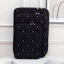 1 Stück neue bestickter Polka-Punkt Laptoptasche, Tablettasche, Innentasche und neue Notebookspeicher Innentasche. Sie zeichnet sich durch einen modischen, schlichten und frischen Stil mit einem bestickten Polka-Punkt-Design aus, was sie zu einer ausgezeichneten Wahl für Tablet-Nutzer macht. Laptoptasche für Frauen MacBook Hülle College-Essentials Schulanfang Laptophülle