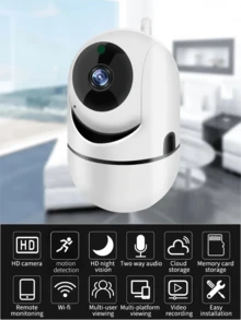 closeli 1pc 1080P+355° Panoramic Rotating Wireless Security Camera For Home, Indoor/Outdoor IP Camera With 2.4G WiFi, HD Night Vision, Remote Monitoring, Multi-User Sharing, Two-Way Audio, Remote Playback, Motion Detection Tracking, Pet/Baby Monitor