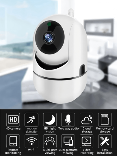 Closeli 1pc 1080P+355° Panoramic Rotating Wireless Security Camera Home, Indoor/Outdoor IP 2.4G WiFi, HD Night Vision, Remote Monitoring, Multi Sharing, Two Way Audio, Playback, Motion Detection Tracking, Pet/Baby Monitor view 9