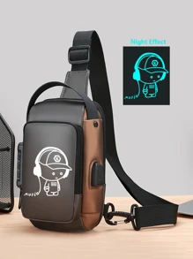 带密码锁的夜光音乐人牛津布纹理男士斜挎胸包 - 时尚摩托车斜挎包,带手机袋,拉链开合,适合通勤,摩托车包 - 防盗斜挎胸包,适合商务、休闲、运动、旅行,带可调节肩带的单肩包,多口袋腰包,适合郊游、婚礼、复活节,是送给父亲、丈夫、男朋友和老师的完美礼物。 - 彩色 - 查看 18