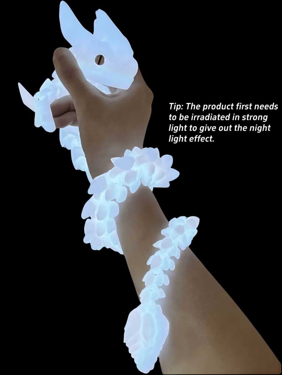 1 件/3 件/有趣且富有创意的 3D 打印发光水晶龙中国龙蛋雕像玩具，关节齐全，随机夜光装饰配件提示：产品首先需要暴露在强光下才能发出夜光