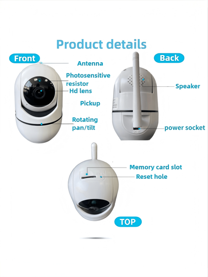 Closeli 1pc 1080P+355° Panoramic Rotating Wireless Security Camera Home, Indoor/Outdoor IP 2.4G WiFi, HD Night Vision, Remote Monitoring, Multi Sharing, Two Way Audio, Playback, Motion Detection Tracking, Pet/Baby Monitor view 11