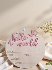1件新生儿摄影道具“你好，世界”宝宝出生公告板，木质宝宝名字牌，宝宝纪念品，婴儿派对复活节礼物，男女通用 - 彩色 - 查看 12