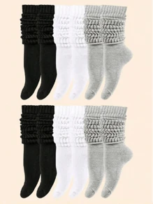 1/3/6 Pairs Unisex Solid Red Knitted Socks, Soft Fleece Lining Socks - Comfortable, Apparel Accessory Socks, Red Gift, Spring Hiking, Camping, Shooting, Valentine's Day, Christmas Gift, Elegant And Romantic For Winter