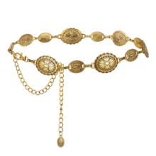 Free Size Western Metal Concho Belt For Women Cowgirl Chain Belts For Dresses Jeans Country Concert Outfit Gold Silver Color - Rượu sâm banh - Xem 1