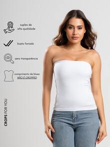 Strapless Blouse With Lined Bust - trắng - Xem 3