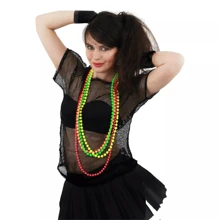 1 Women's Neon Net Dress - Breathable Fishnet T-Shirt With Shiny Details, Suitable For Party And Casual Wear, Quirky Dance Props, Polyester Material, Casual Wear T-Shirt; Shiny Detail Top; Polyester Fabric, Dance Costume Halloween - Multicolor - View 4