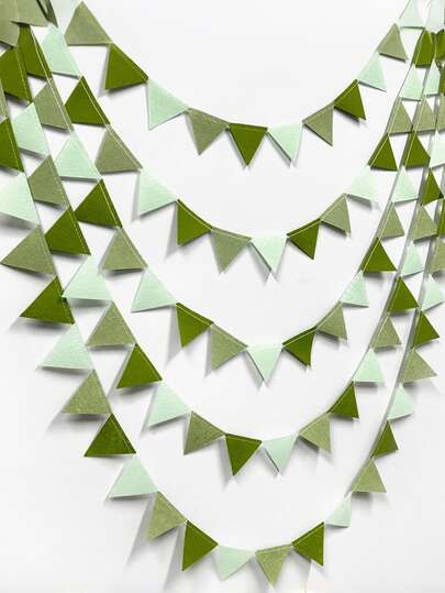 1/2/5 件橄榄绿色派对装饰渐变鼠尾草绿色毛毡悬挂三角形迷你装订横幅中性色和绿色派对装饰橄榄绿棕色三角形横幅，适用于婴儿洗礼婴儿生日派对，婴儿主题派对